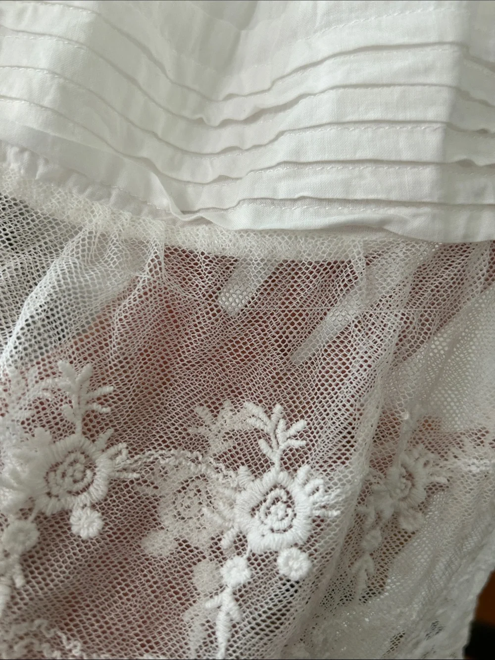 White Lace Bohemian Maxi Dress Tiered Smocked Empire Waist Embroidered Bridal - Picture 12 of 16